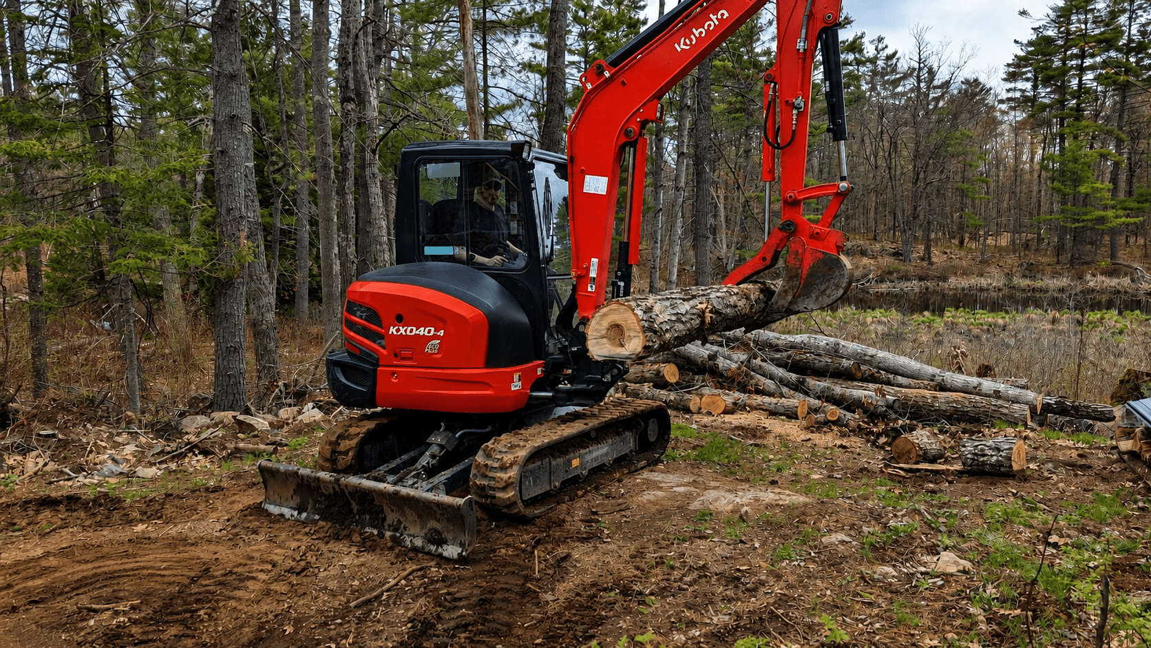 Kubota excavator working at The North River